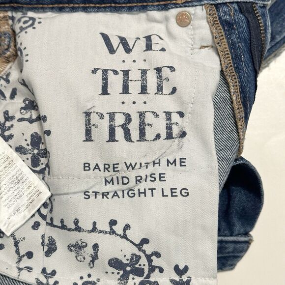 We The Free People Jeans Size 25 Bare With Me Mid Rise Straight Leg Patchwork - Picture 14 of 16